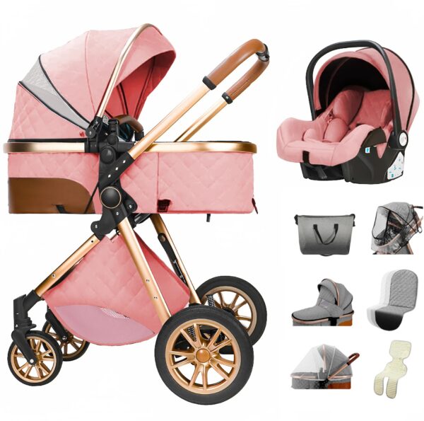 Poussette Luxueuse Portable 3 en 1 pour Bébé – Image 2